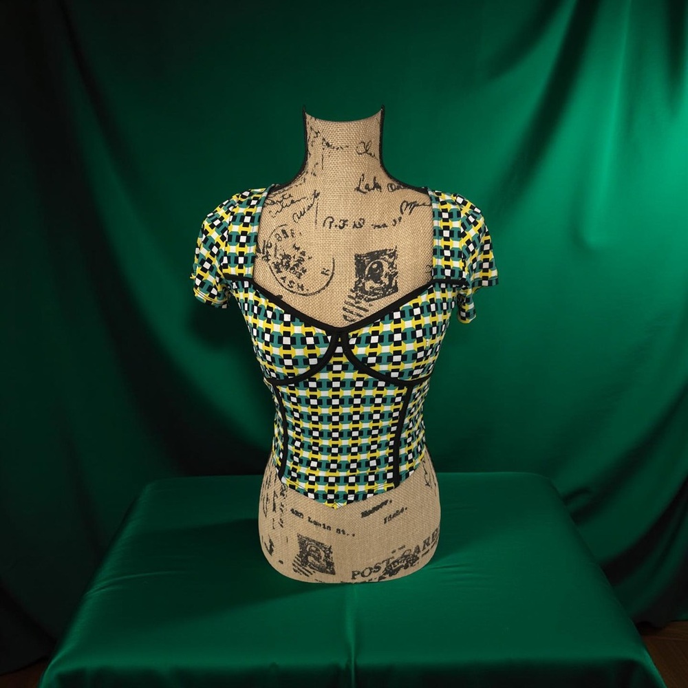 Vintage Chocolate Womens Size Small 1970’s Style Cropped Top  Checkered Bustier